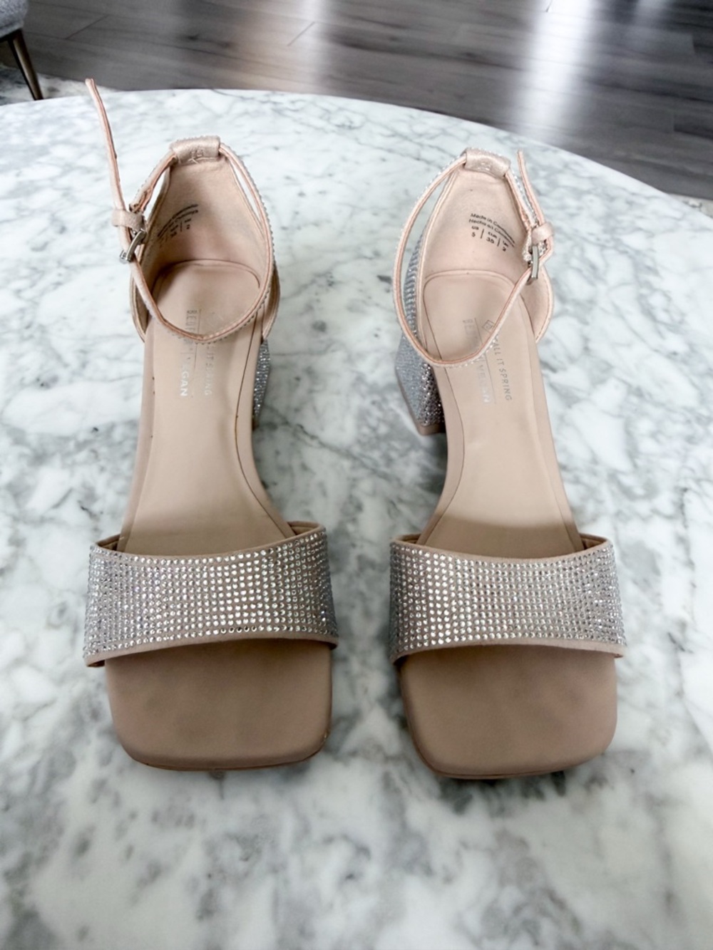 Call It Spring Rhinestone Block Heel Sandals - Size 5, Worn Once - Picture 2 of 6